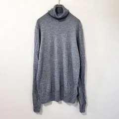 ◉ZARA 　薄手タートルネックニット　グレー×無地　長袖　M　シンプルトップス