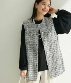 ツイードペプラムベスト　ノースリーブベスト フリーサイズ