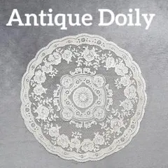昭和レトロ アンティークドイリー 花瓶敷き 薔薇 レース ビニール 防水 日本製のサムネイル