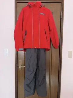 DESCENTE スキーウェアセット (M)赤/グレー