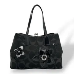 コーチ トートバッグ フローラルアップリケ フラワーモチーフ シグネチャー 黒 2026年最新】コーチ coach フラワーアップリケの人気アイテム - メルカリ