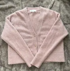 ROPE PICNIC ピンク Vネックカーディガン ハートボタン