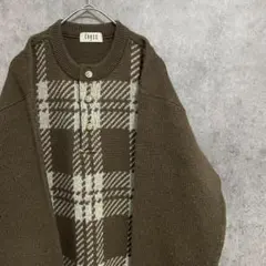 90S vintage 柄ニット　ウール　メンズM 日本製　古着　個性派　B4