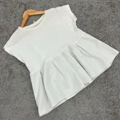 ✨adapt retailing✨フレンチスリーブペプラムカットソー♡白(M)