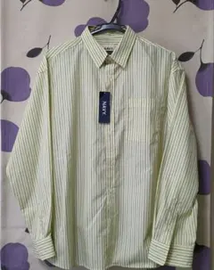 新品タグ付き★NAVY★薄い黄色と青のストライプシャツ★Мのサムネイル
