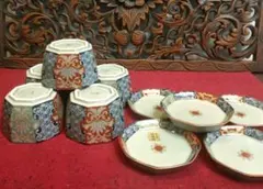 献上古伊万里　有田焼　紀窯　5客揃え　皿小鉢　　金彩加工　10点セット　正月