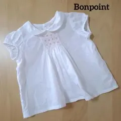 ボンポワン Bonpoint 半袖ブラウス スモッキング刺繍 白 6M 美品
