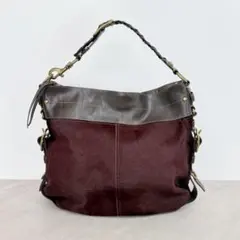 美品 COACH コーチ ワンショルダーバッグ ハラコ ワインレッド レア