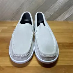 S8]モカシン スリッポン 厚底 本革 スウェード 24cm