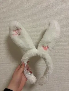 ウサギ耳カチューシャ フワフワ ホワイト