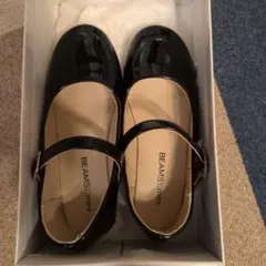 BEAMS:mini 黒 エナメルストラップSHOES 19.0cm