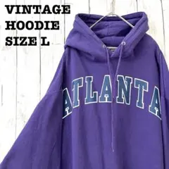 90s ビンテージ パーカー 紫 アトランタ L オーバーサイズ 古着 カレッジ