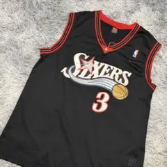 当時物】NBA 76ers アイバーソンユニフォーム黒XL日本スポーツビジョン