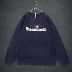00s ネイビー　ロゴスウェット　薄手　フェード　シンプル