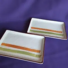 和食器 長角皿 2枚セット 織部風 焼き物のサムネイル