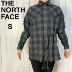 ノースフェイス コットンジャケット ネルシャツ チェック柄 レディース 濃灰 S