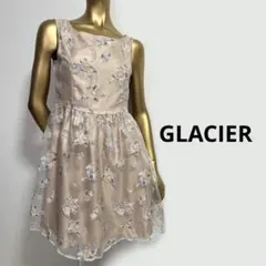 【4875】GLACIER フラワープリント シフォン ノースリーブワンピース