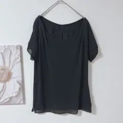 クードシャンス　チュニック 半袖　Tシャツ　ドレープデザイン　ブラック　Mサイズのサムネイル