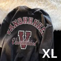 メンズ ラウンドネック Tシャツ ヴィンテージライク ブラック XL