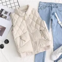中綿ベスト レディース ダウンベスト ショート丈 トップス 立ち襟 ゆったり