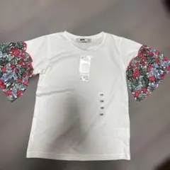 新品未使用　フラワープリント 袖付きTシャツ 120 ライトーン　MPS