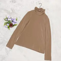 【ピノーレ】タートルネック カットソー M ベージュ ストレッチ 日本製
