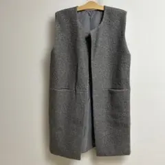 グレー ボア素材 ノースリーブベスト