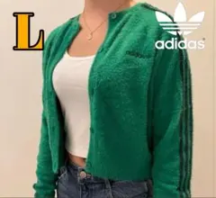 adidas フラッフィーニット カーディガン グリーン りなてぃ着用