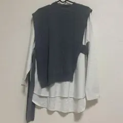 AZUL BY MOUSSY レイヤード風トップス グレー ホワイト S