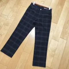 ✨ミセスジーナ✨カジュアルパンツ チェック【58】ストレートパンツ ブラック系