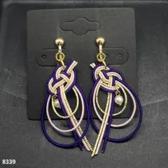 ハンドメイド【水引】イヤリング　あわじ結び