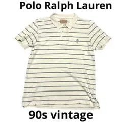 90sポロジーンズ ラルフローレン 鹿の子ポロシャツ ボーダー ダメージ加工