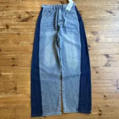 バイカラー　デニムパンツ ハイウエスト　La-gemme 新品のサムネイル