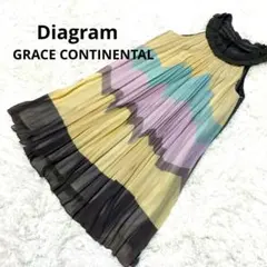 Diagramプリーツワンピース 配色シフォン フリル