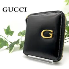【希少】GUCCI Gロゴ ラウンドファスナー 折財布 コインケース