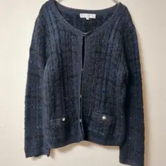 組曲 クミキョク ノーカラーラメツイードニットジャケット