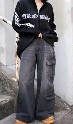 WEGO ヴィンテージウォッシュ　バギー　カーゴパンツ