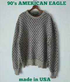90's AMERICAN EAGLE ニット　バーズアイ　ウール　USA製