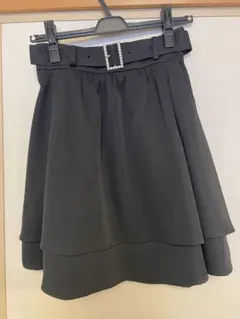 INGNIブラック フレアスカート ベルト付き