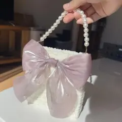 リボン付きハンドバック/かわいい/ハンドメイド