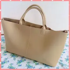 【新品未使用】ベージュ 合成皮革 トートバッグ