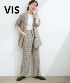 美品✨VIS オーバーサイズジャケット 美脚セミワイドパンツ セットアップ