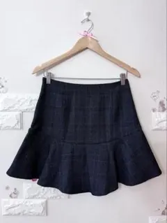 GU グレンチェック ミニスカート フレアスカート L グレー