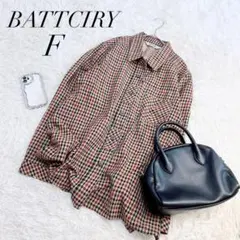 シャツ/長袖/チェック柄/総柄/BATTCIRY/ブラウン/美品☘️