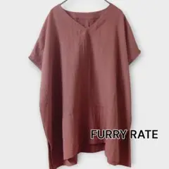 FURRY RATE Vネック半袖シャツ｜レーヨン混・ピンク・ルーズフィット