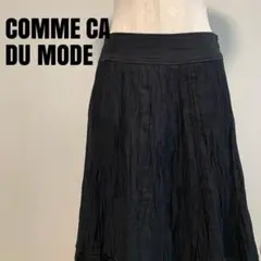 COMME CA DU MODE 黒フレアスカート　S 刺繍