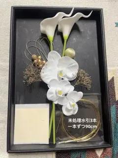 白胡蝶蘭×カラー ドライフラワー　和装髪飾り ゴールド水引 成人式 前撮り結婚式