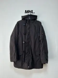 希少✨MHL. エムエイチエル ダウンジャケット モッズコート フード 極暖 MHL ダウンコート フード 黒 エムエイチエル モッズコート ダウン