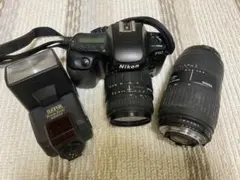 Nikon F50 필름 카메라 SIGMA 렌즈 SUNPAK 플래시