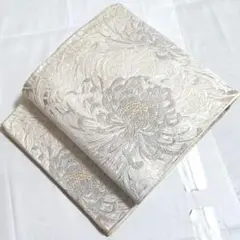 A◆着物くつろぎ 乱菊模様 金銀糸 白 六通 正絹 フォーマルな袋帯